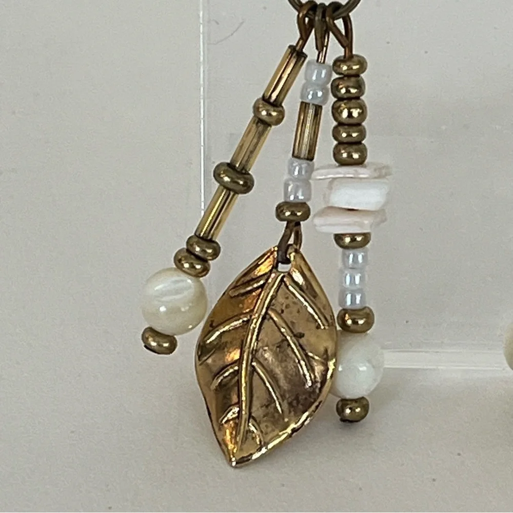 Gold Tone Leaf Dangle Earrings